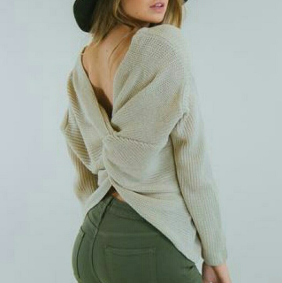 Ooh la luxe alex open back sweater olive green - Picture 3 of 6